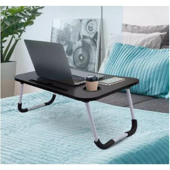 New Wooden Laptop Table, Foldable Laptop Stand, Laptop Desk with Cup Holder, Laptop Lap Desk, Laptop Table with Cup Holder for Study, Arts, Bed and Multipurpose Usage
