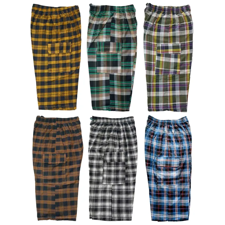 (Pack%20of%203)%20Men's%20Cotton%20Three%20Quarter%20Shorts%20with%20Pockets%20-%20Checkered%20Summer%20long%20Shorts%20for%20Men%20and%20Boys%20-%20Image%204
