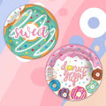 Disposable Plate Paper Cup Birthday Party Doughnut Decor Paper Plate Set. 