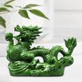Wood Carved Chinese Dragon Statue Fengshui Ornament for Living Room Lifelike. 