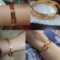 Pair (2 PCS) of Minimal Flat Golden Bangles for Girls Women / All Sizes / Plain Bracelet Kara Stackable Jewellery / Perfect Gift for Women & Girls. 
