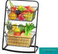 Kitchen Organizer Fruit And Vegetable Basket 2 Tier Rack--In Black Colour. 