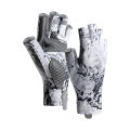 MeterMall 1 Pair Men Outdoor Camouflage Fishing Gloves Professional Sunscreen High Elastic Non-slip Half Finger Gloves. 
