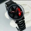 “WHEEL WATCH Premium  Men’s Wristwatch – Rotating Rim Dial, Multi-Function Modern Design, Waterproof Metal Strap”Look Like Smart Watch. 