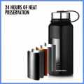 1500ML Stainless Steel Water Bottle Insulated Thermos Vacuum Flask Large Capacity Outdoor Water Bottle with Leather Cover/Pouch. 