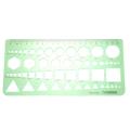 Green Plastic Circles Squares Hexagons Geometric Template Ruler 0-20cm. 
