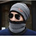 Winter Cap and neck Elastic Knitting Thick Fleece Warm Woolen Beanie Cap Sport Hat & Neck Scarf Set 2 Piece. 
