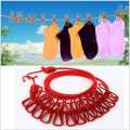 portable portable cloth line with 12 clips ,portable clothing rope. 