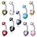 Belly Navel Stud Exquisite Shape Women Shiny Heart Style Belly Piercing Ring. 
