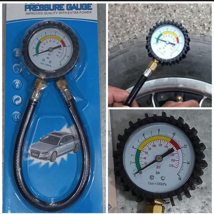 Tire Pressure Gauge 0-220 Dial Air Pressure Meter For Car, Bike,