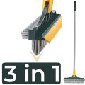 3 in 1 Cleaning Brush with Wiper | Double Sided Scrubber Brush with Long Handle. 