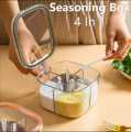 4 in 1 Partition Kitchen Seasoning Box Masala Box Set 4 Grid Portion Spice Rack Kitchen Storage 4 Compartments Salt Box Achar Jar Dry Friut Box Soup Spics Home Well Best Use For Home And Kitchen Condiment Storage  Nida Bukhari. 