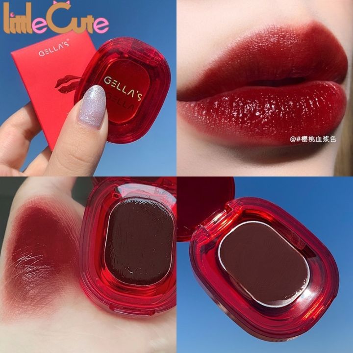Gella's 1 Set Fashion  Velvet Lipstick with Brush  Delicate Smooth Waterproof Non-stick Cup Lip Tint Moisturizing Lip Glaze Long Lasting Nude Lipstick Pen Lip Cosmetic