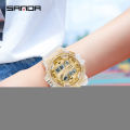 New ANDA Kaual Wanita Gaya Jam Tangan Tali Bening Tahan Air LED Digital Dual Diplay Outdoor Mewah Jam Tangan Fahion Wanita. 