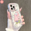 Fashion Cartoon Spongebob Doodle Cute Patrick Star Casing Compatible for IPhone 7Plus 12 11 15 14 13 Pro Max XR XS Max X 15 8 7 Plus Luxury Puff Mirror Make Up Couples Cover. 