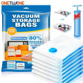 Pack Of 5 Vacuum Storage Bags Reusable Compression Organizer Bags With Hand Pump. 