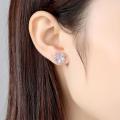 Party Collection Pink Crystal Zircon Cherry Blossom Flower Stud Earrings for Girls & Women - PENG-ER-06. 