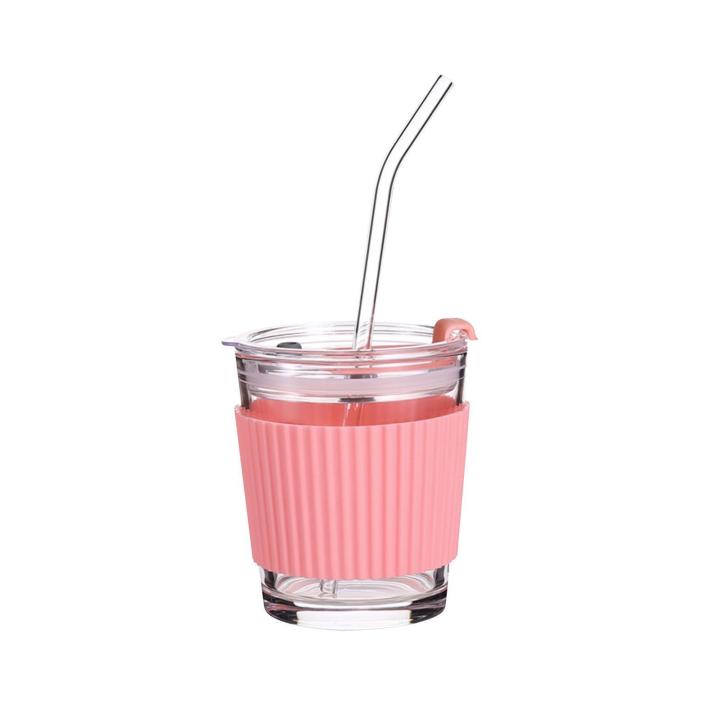 Eco-Friendly Stylish And Leakproof Glass Cup With Lid, Straw And Sleeve For Soda, Juice, Milk And Other Drinks