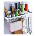 Aluminium Multi functional Wall Hanging Tools, Storage Stand Kitchen Utensils, Wall Mounted Kitchen Organizer Rack. 