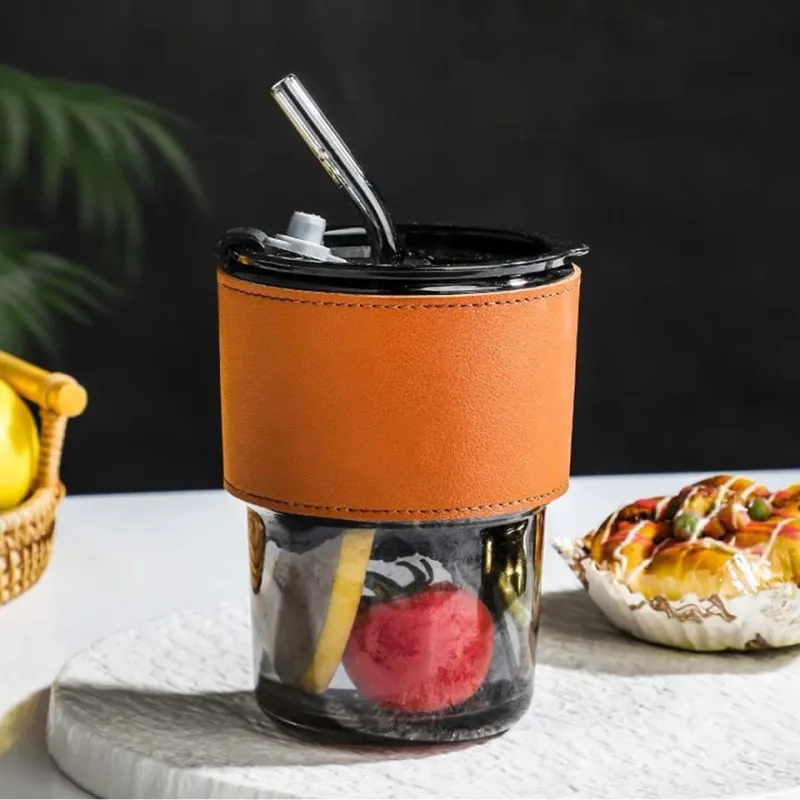 Glass Tumbler with Straw & Sleeve