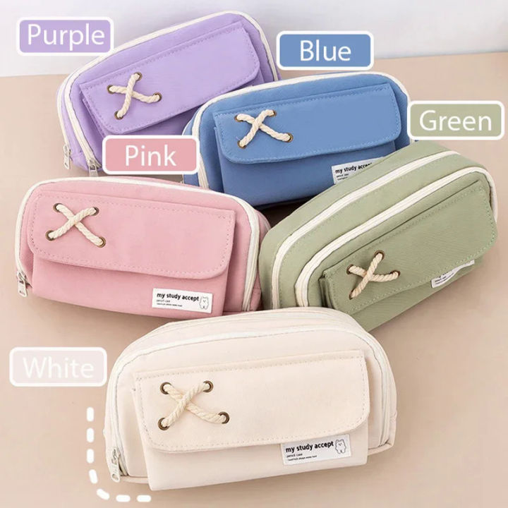 3 Layers Pencil Case Large Capacity Pen Bag Kawai Simple Style Pencil Pouch School Office Stationery Organizer Supplies