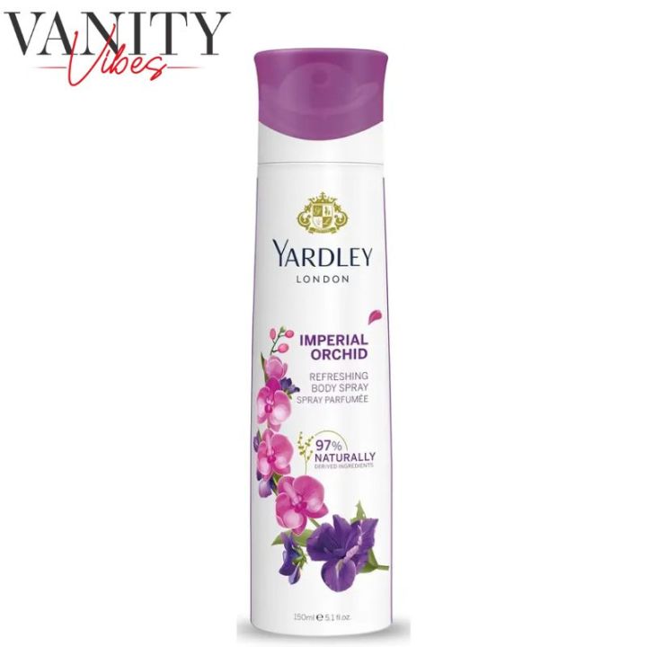 Yardley London Imperial Orchid Body Spray for Women 150ml – Elegant White Floral Fragrance Mist with Orchid, Jasmine & Almond Blossom Notes, Long Lasting Fresh Feminine Scent & All Day Confidence