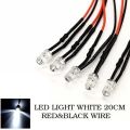 5Pcs LED Light 3V 5V 6V 9V 12V 5mm LED Light With 20cm Red & Black Wire Light White & RED. 