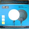 "PF-45 Premium LED Ring Light with Adjustable Stand for YouTube Videos, Live Streaming, and Photography". 