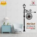 Courtyard Modern DIY 3d Wooden Wall Clock for Home and Offices, 3D Design Self Adhesive. 