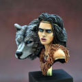 Wild Wanderer 1/10 resin bust model character bust movie sci-fi wolf girl GK white model hand-made X256. 