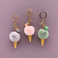 Ice cream Keychain Glitter Pompom Key Chain Gifts for Women Car Bag Accessories Key Ring accessories. 