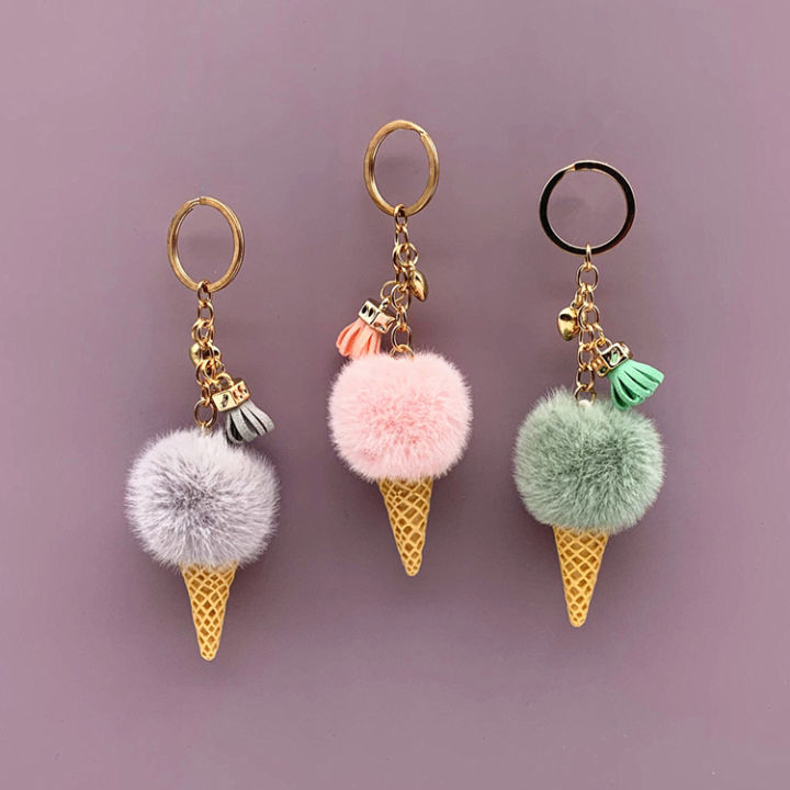 Ice%20cream%20Keychain%20Glitter%20Pompom%20Key%20Chain%20Gifts%20for%20Women%20Car%20Bag%20Accessories%20Key%20Ring%20accessories%20-%20Image%203