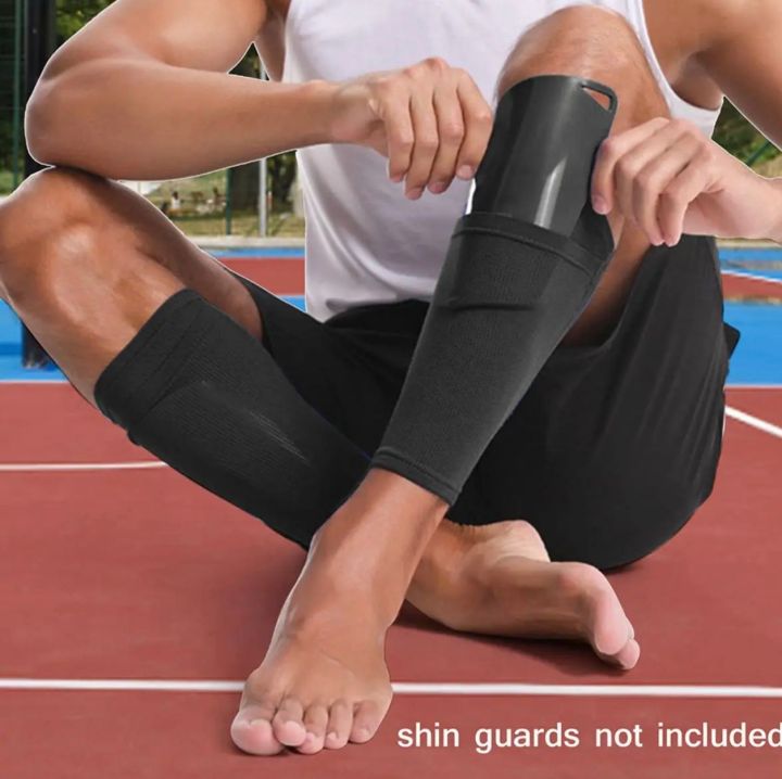 1 Pair Of Football Shin Plate Socks Soccer Athlete Anti-Slip Shin Guard Socks