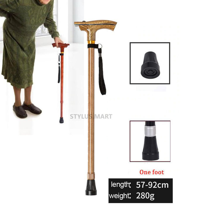 Old man stick with torch light intelligent wood color  Hiking Walking stick Trekking Poles