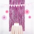 Pink Metallic Tinsel Foil Fringe Curtains 3.2ft x 6.5ft Backdrop Photo Booth Pink Metallic Foil Curtain for Birthday, Wedding, Bridal Shower, Baby Shower, Anniversary Party Decoration. 