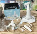 1.5L Hand chopper Manual Food Push Chopper, Speedy Chopper with Curved Stainless Steel Blades, Handheld Vegetable Chopper/Mincer/Mixer/Blender to Chop Fruits Onions/Nuts/Ginger/Herbs/Garlics. 