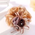 Ameesi Bun Hair Ring Flower Decor Rhinestone Ribbons Sweet Bun Hair Ring. 