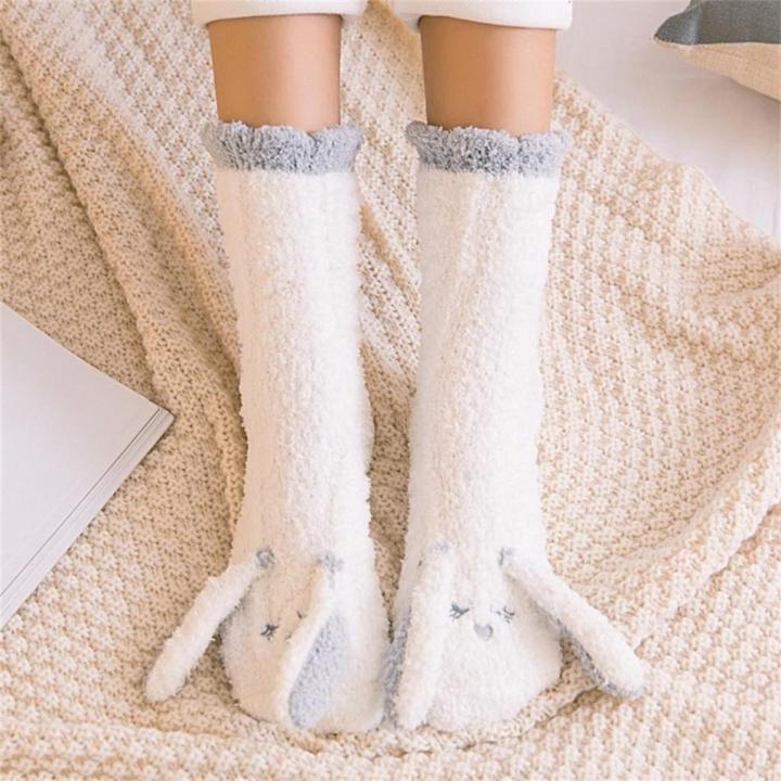 【ETOP】Winter Cartoon Warm Sleep Socks Towel Socks Floor Socks Coral Velvet Thickening