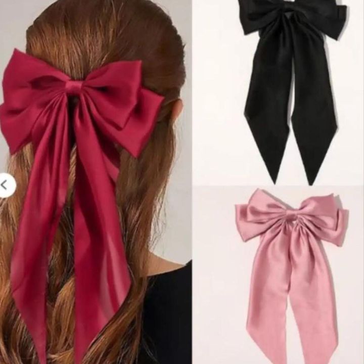 Big%20bow%20silk%20hair%20clip%20for%20woman%20Hair%20Ribbons%20for%20Stylish%20Girls%20-%20Image%203