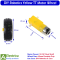 TT Motor & Wheel Set 4-Pack (8pcs) | Dual Shaft 5V DC Plastic Gear Motor with High Torque & Durable Wheels for DIY Robotics Cars Kits by Electrica. 