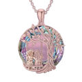 【Hot demand】Women Necklace Round Girl Bestie Pendant Polychromatic Hollow Geometric Bright Luster Decoration Birthday Gift Tree of Life Charm Necklace Jewelry Accessory for Wife. 