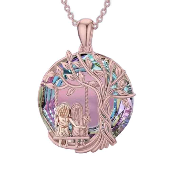 %E3%80%90Hot%20demand%E3%80%91Women%20Necklace%20Round%20Girl%20Bestie%20Pendant%20Polychromatic%20Hollow%20Geometric%20Bright%20Luster%20Decoration%20Birthday%20Gift%20Tree%20of%20Life%20Charm%20Necklace%20Jewelry%20Accessory%20for%20Wife%20-%20Image%202