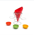 French Fries Cone, French Fries Holder With Metal Rack & 3 Dipping Sauce Containers. 