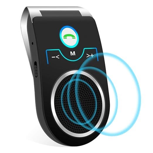 Aigital New T825 Bluetooth Car Speakers, Wireless In-car Speakerphone with Clear and Loud Sound, Hands free car kits for Talking & Music Streaming, Support Siri / Google Assistant with Visor Clip uk import a583
