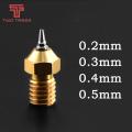New arrivals E3D V5 V6 Brass Nozzle M6 threaded 0.2/0.3/0.4/0.5mm Removable Stainless Steel Tips for 1.75mm filamnet. 