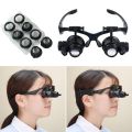 10X 15X 20X 25X Double Eye Loupe Head Wearing Magnifier Eye Glasses Loupes with LED Light Headband Jeweler Watch Repair Loupe. 