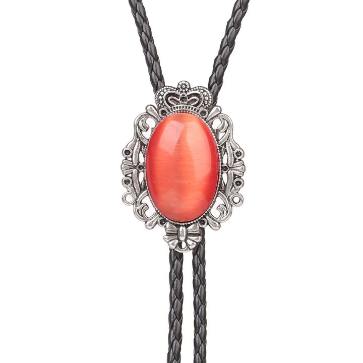 Bolo%20tie%20Western%20Cowboy%20Opal%20Rodeo%20Leather%20Necktie%20-%20Image%203