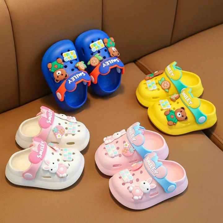 Yfashion Children Cute Cartoon Clogs Summer Beach Slippers Sandals Cave Hole Baby Shoes For Boys Girls Aged 1-4