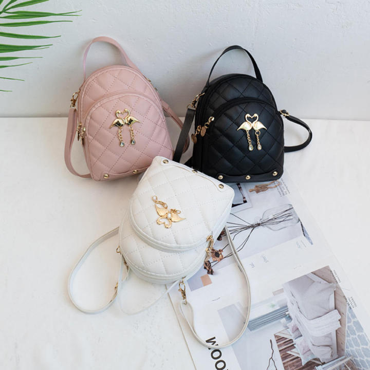 Mini Mini Backpack Fashionable Embroidery Leather Women Backpack Small Swan Small Backpack for Girls Daily use School Travel Women Ladies  Ladies 