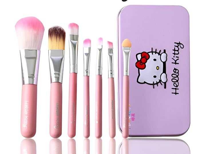 Cute Hello Kitty Makeup Brush Set 7 in 1 - Hello Kitty Pink Brush Set -